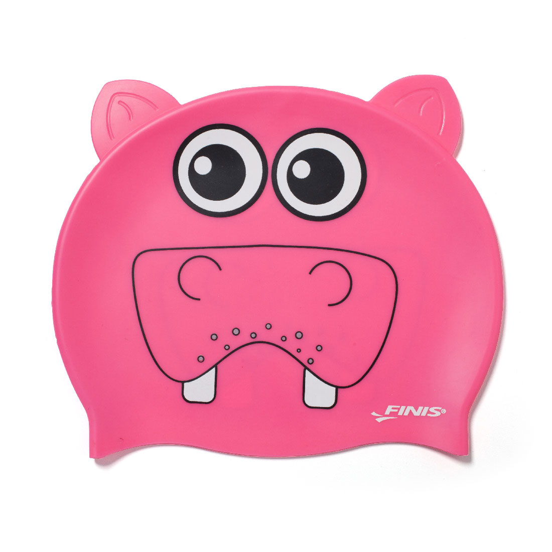 bonnet de bain enfant dessin hippopotame rose SILICONE ANIMAL HEAD HIPPO  CAP FINIS France