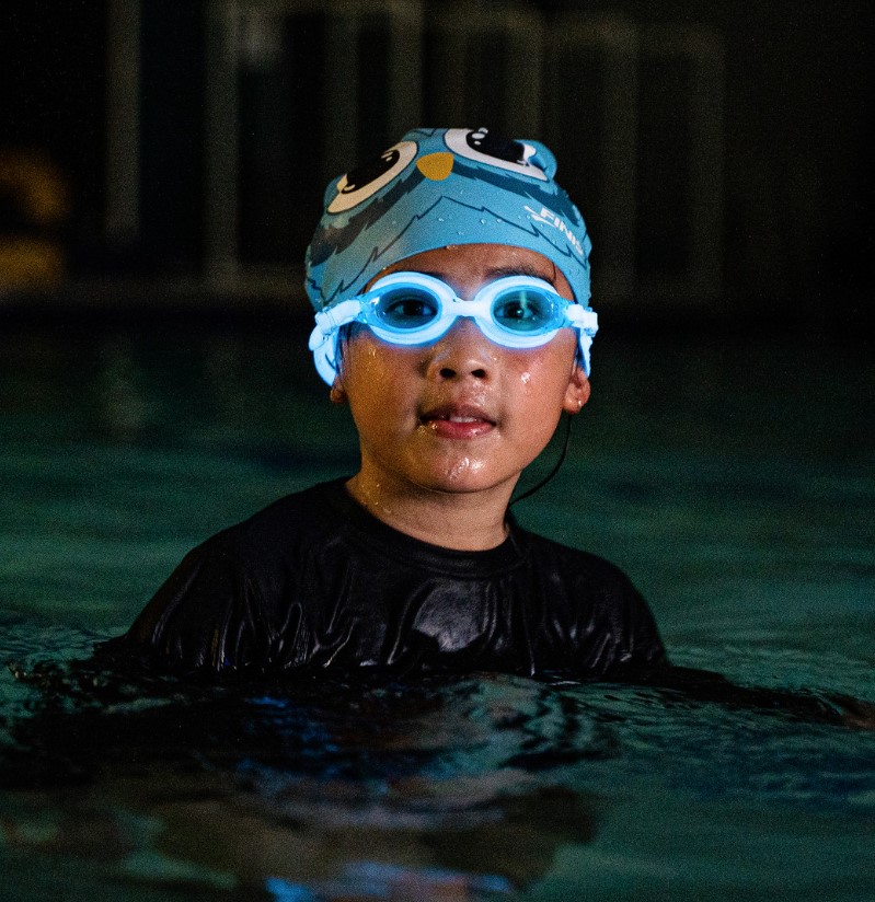 Lunettes de natation enfant FLOWGLOW BLEU FINIS (4-12 Ans)